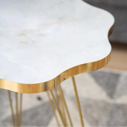 Daisy Set Of 3 Side Tables - White Marble & Gold