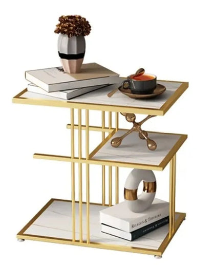 Elegant 3-Tier Golden Finish Side Table