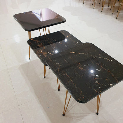 Metal Legs Table Set Coffee Table - Black Square | Side Tables