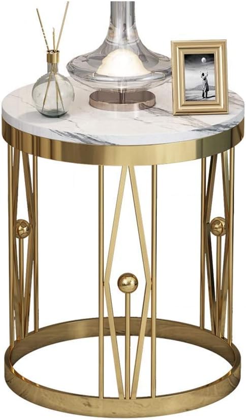 White Top With Satin Gold Side Table