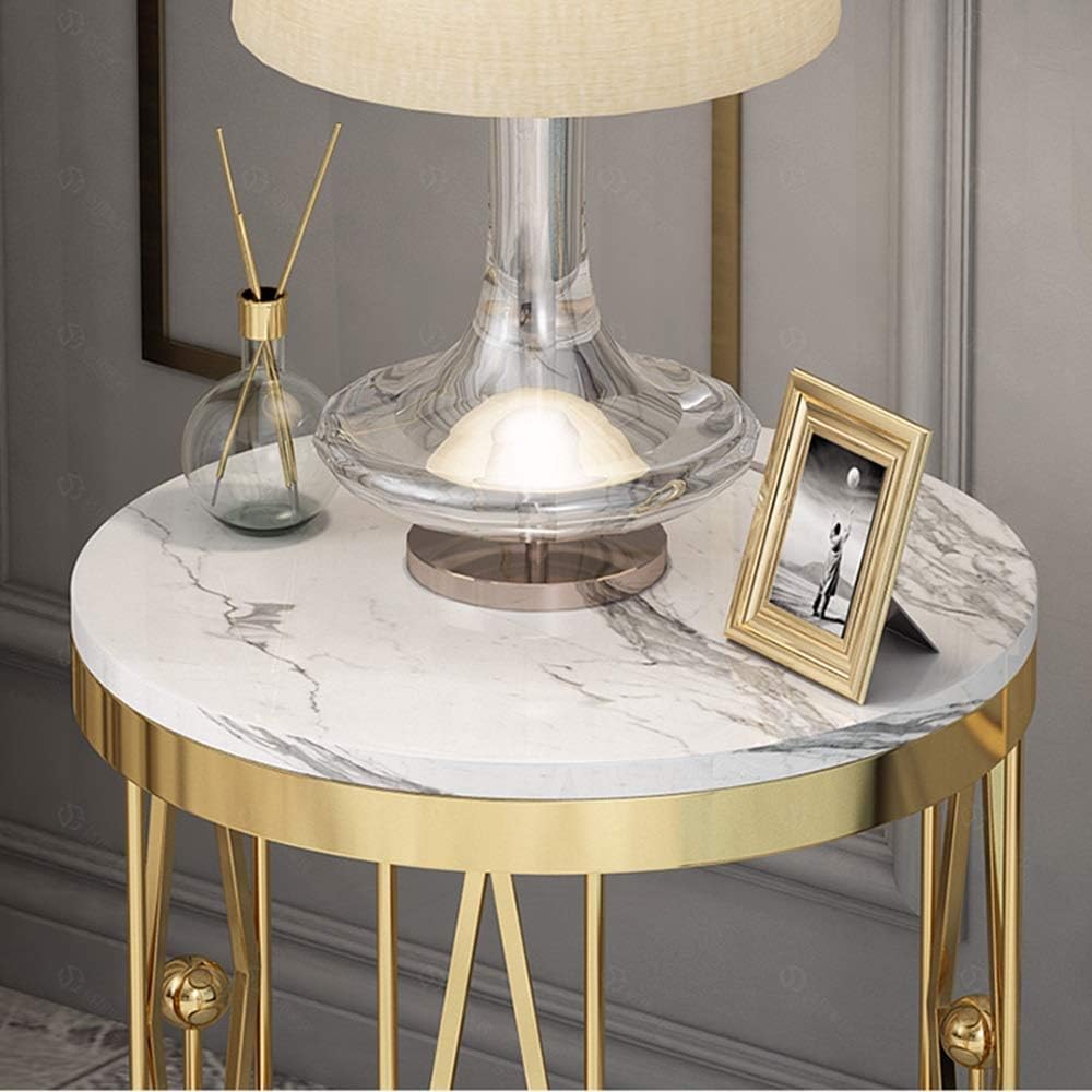 White Top With Satin Gold Side Table