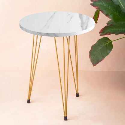 Metal Legs Table Set Coffee Table - White Round | Side Tables