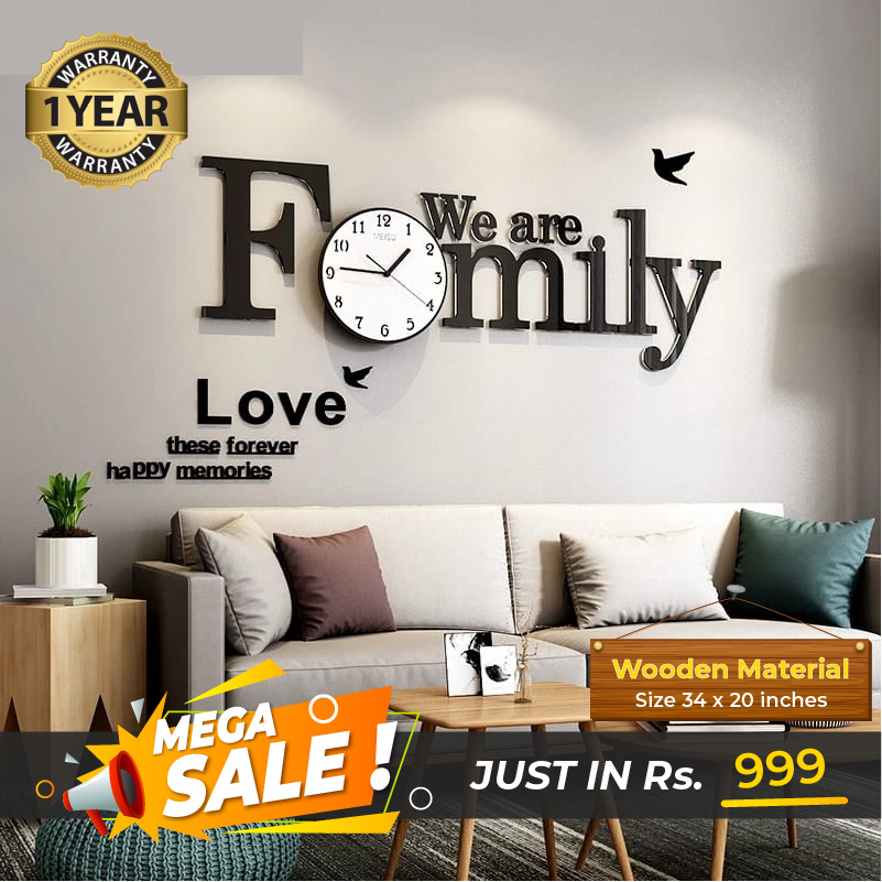 We are Family Clock with White Dial