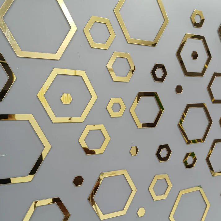 Acrylic Hexagon Ring Mirror Wall Decor