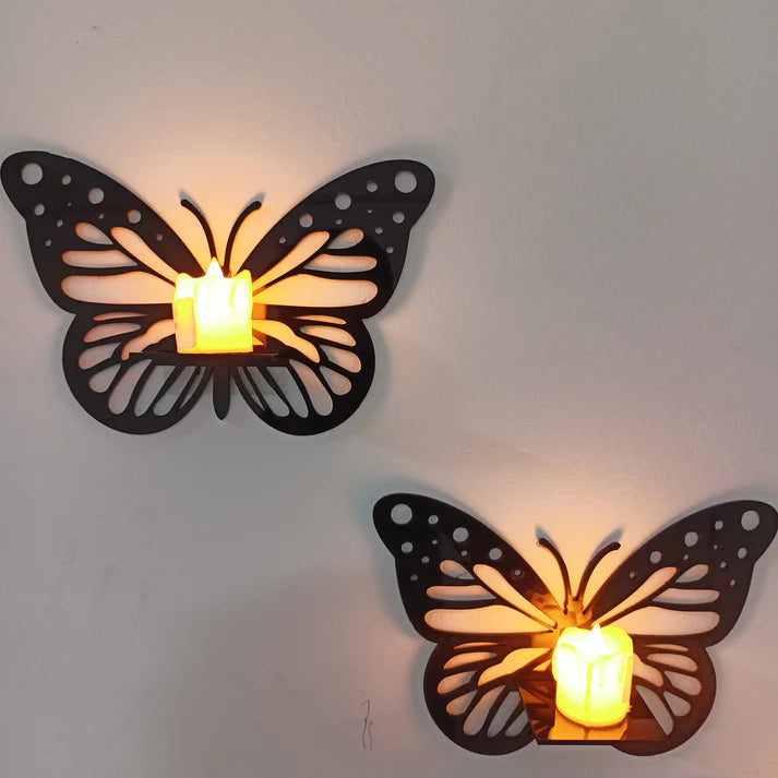 Acrylic Butterfly with Candles Wall Decor