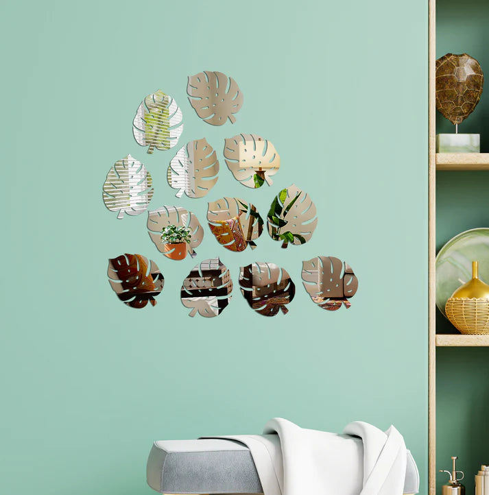 Acrylic Mirror Leaves Wall Decor