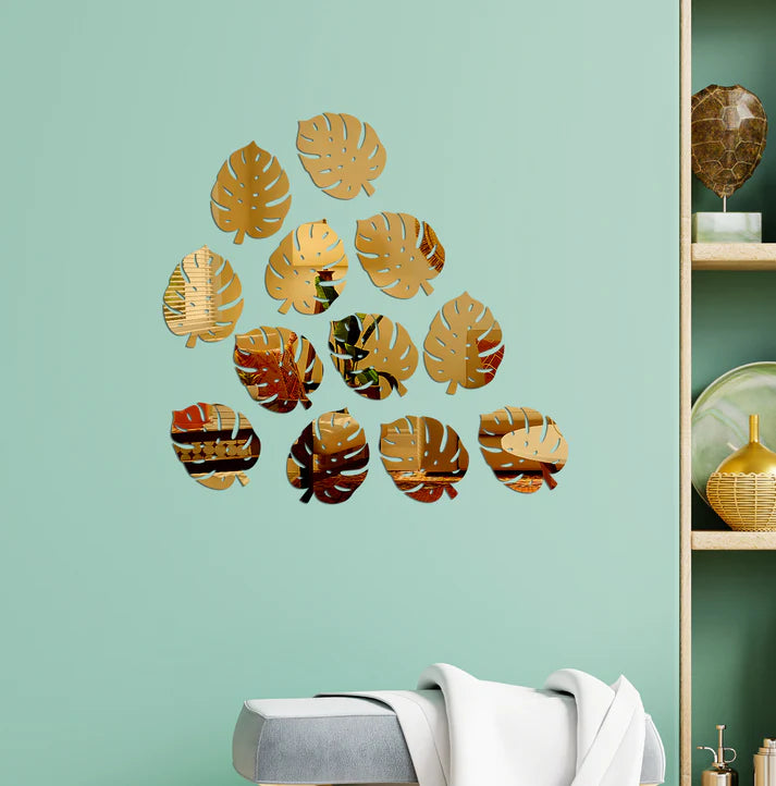 Acrylic Mirror Leaves Wall Decor