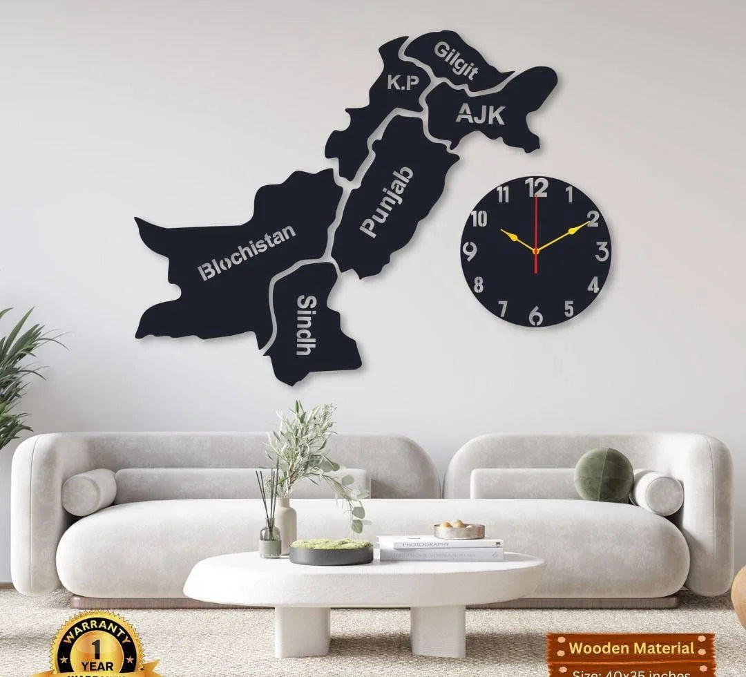 Pakistan Map Wall Clock with Rope Light (large)