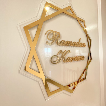 Eid Mubarak Ramadan Kareem Wall Decorations Frame Mirror Gold Acrylic Elegant Backdrop Ramadan