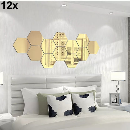 12x Acrylic Hexagon wall decor(Black) - Wall Decoration