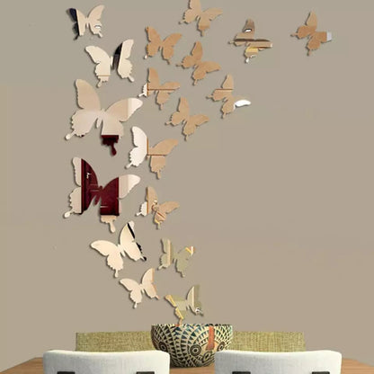 Acrylic Mirror Butterflies(16 pieces) - Wall Decoration