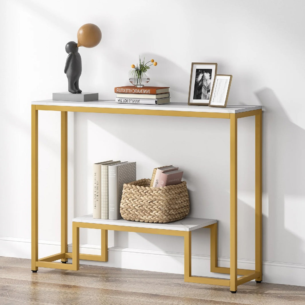 Luxury Vintage Design Sideway Console Table - White