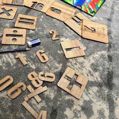 Kids Wooden Drawing Stencils English/Urdu/Mathematics Alphabets Learning Puzzle Toys