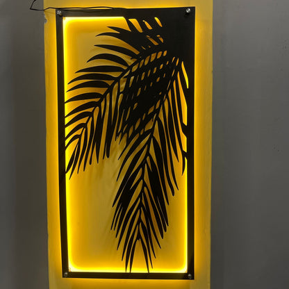 3D Bamboo leaf Wall Decor Art with Neon Light