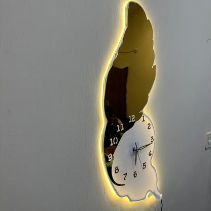 Feather Style Premium Acrylic Walls Clock with Ambient Neon Light