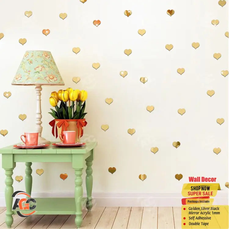 Love Little Heart Acrylic Mirror Wall Decals