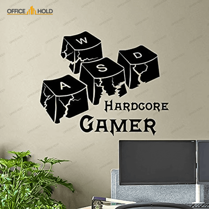 Hardcore Gamer WASD Keyboard Keys Gamer Room Sign (hg02)