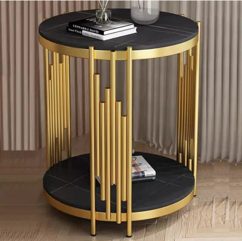 Bedroom Bedside  2-tier Marble Round Table