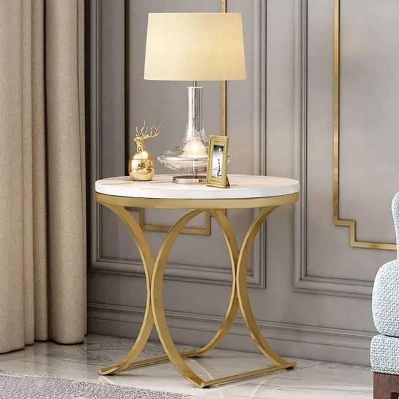 Modern Luxury Round White Stone Side Table