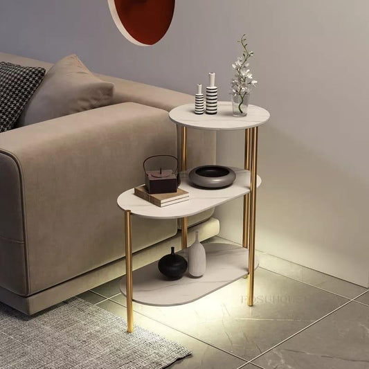 Luxury 3 Layer Gold Metal Frame Living Room Side Table