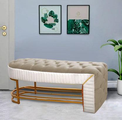 Luxury Steel Frame 3 Seater Side Poufy Table