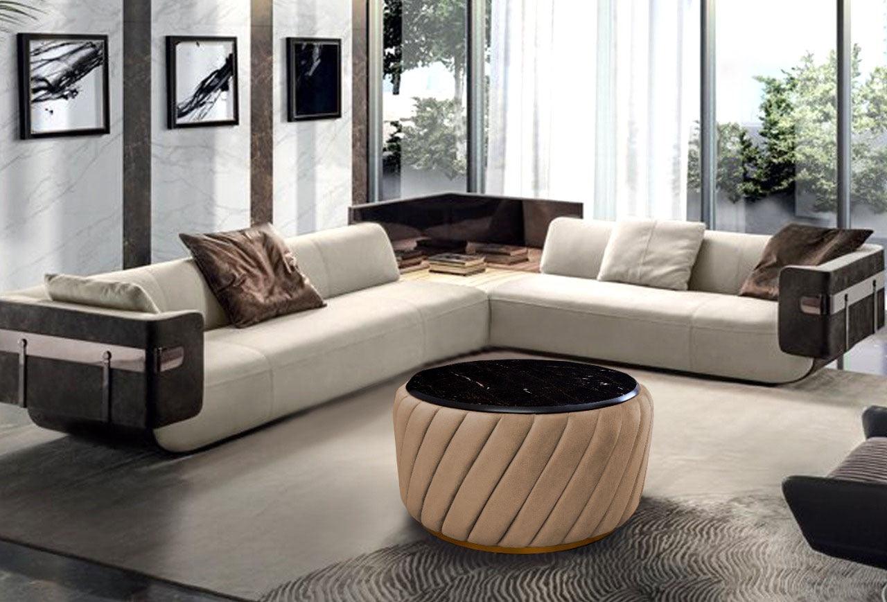 Luxury Round Center Table With Marble Sheet