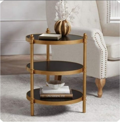 Gold Metal End Table 3 Tier Circle Side Table